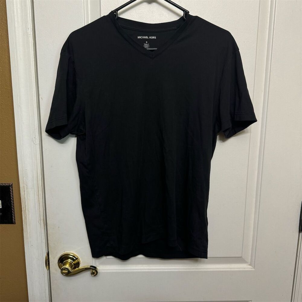 Michael Kors Men's Black V-Neck Short Sleeve T-Shirt Size M